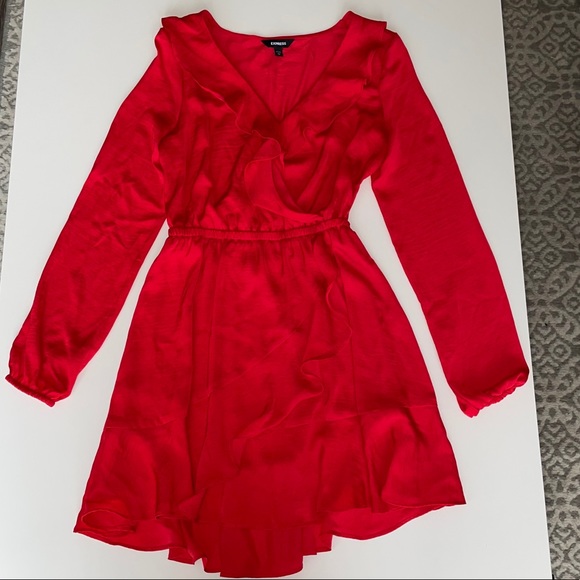 Express Red Ruffle Dress - Picture 1 of 4